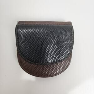 Esprit Two-Toned Faux Snakeskin Design Leather Zip & Button Coin Purse Wallet